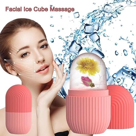 Pack of 2 Ice Face Roller Silicone Facial Cube for Eyes Neck Massage Remove Dark Circle Pore Shrink Face Beauty