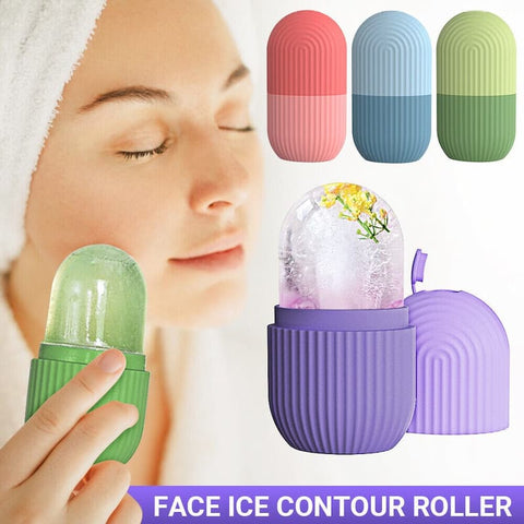 Pack of 2 Ice Face Roller Silicone Facial Cube for Eyes Neck Massage Remove Dark Circle Pore Shrink Face Beauty