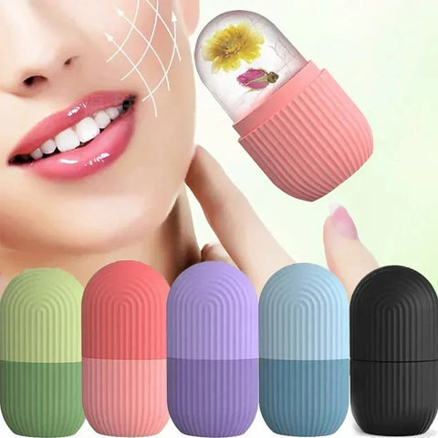 Pack of 2 Ice Face Roller Silicone Facial Cube for Eyes Neck Massage Remove Dark Circle Pore Shrink Face Beauty